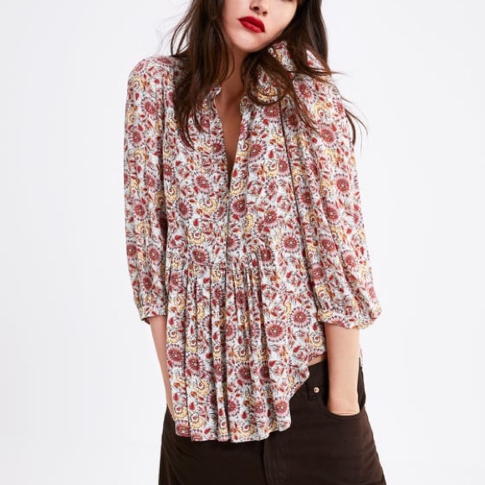 Zara plus size printed blouse